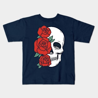 Skull and Red Roses Kids T-Shirt